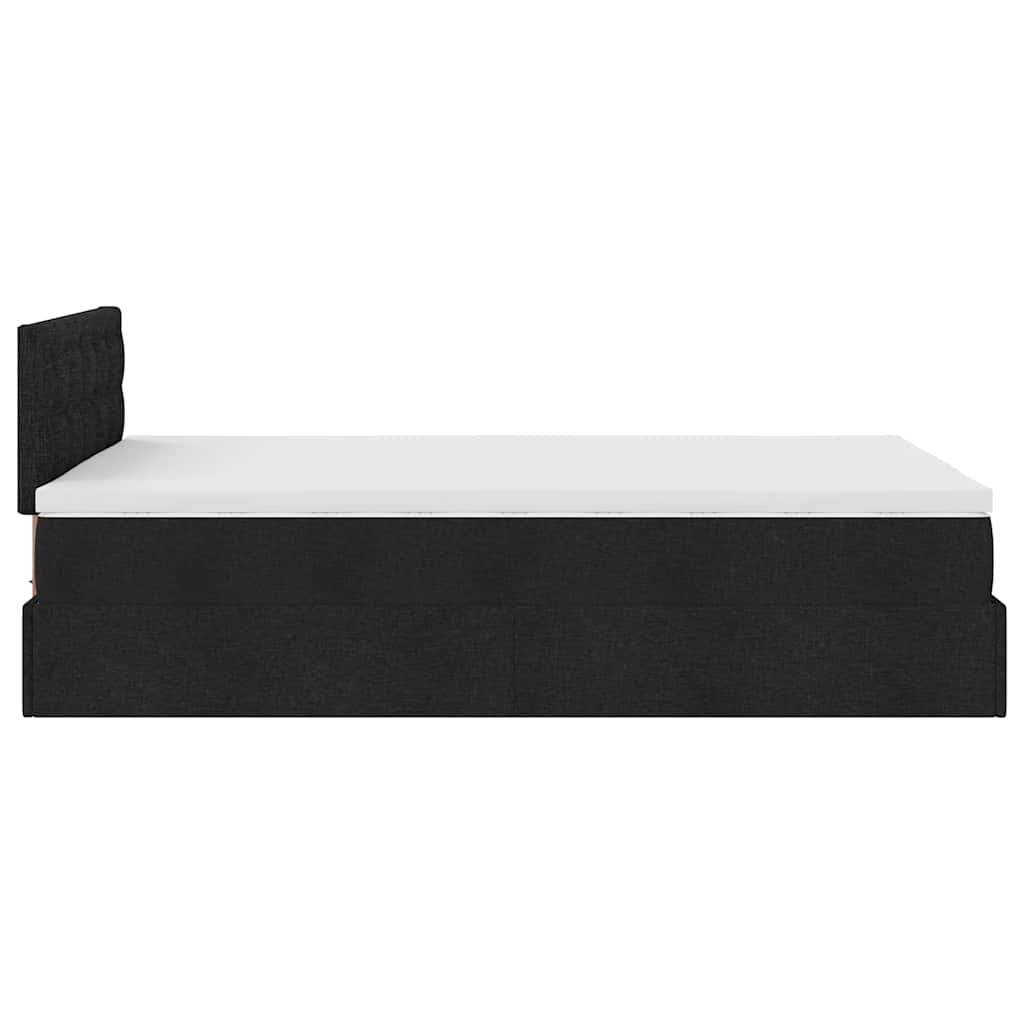 Ottomane Bett mit Matratze & LEDs Schwarz 120x190 cm Stoff