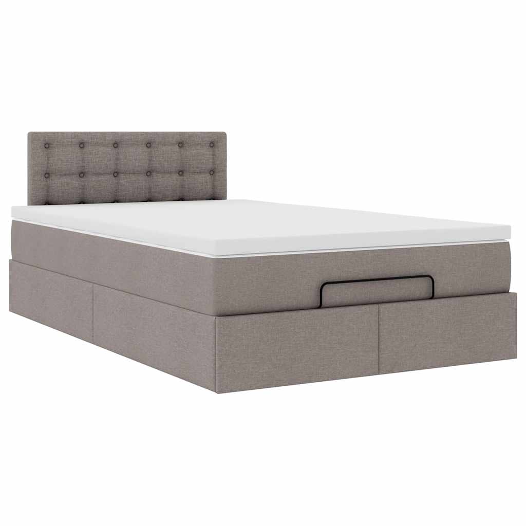Ottomane Bett mit Matratze & LEDs Taupe 120x190 cm Stoff