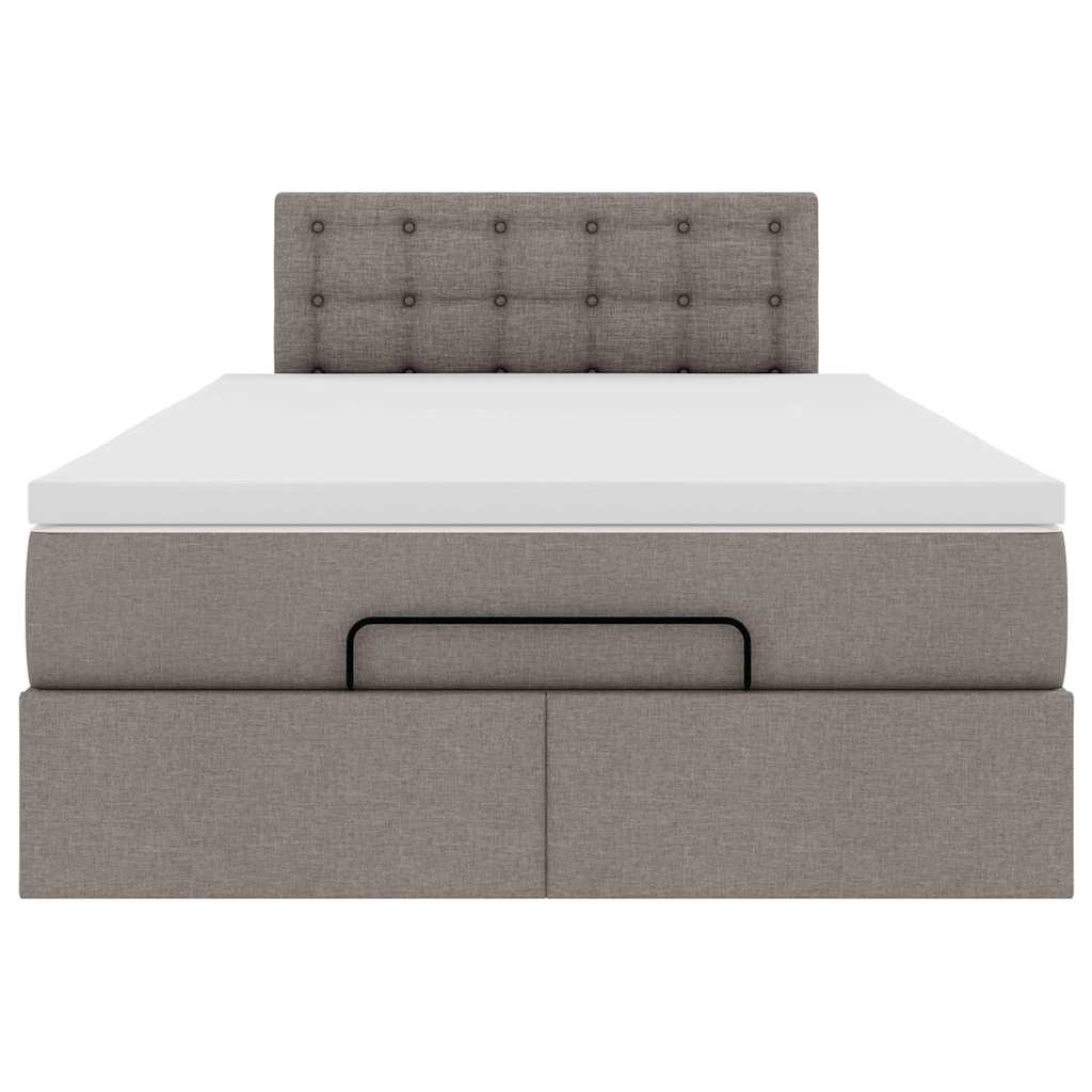 Ottomane Bett mit Matratze & LEDs Taupe 120x190 cm Stoff