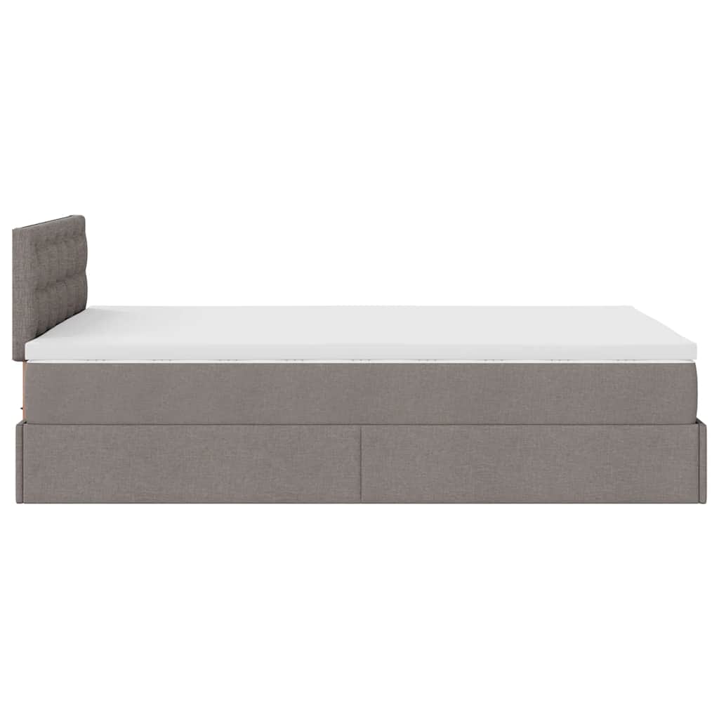 Ottomane Bett mit Matratze & LEDs Taupe 120x190 cm Stoff
