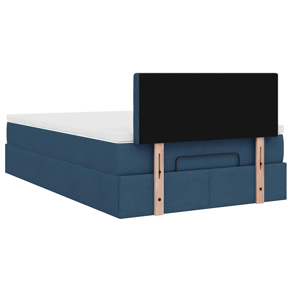 Ottomane Bett mit Matratze & LEDs Blau 120x190 cm Stoff