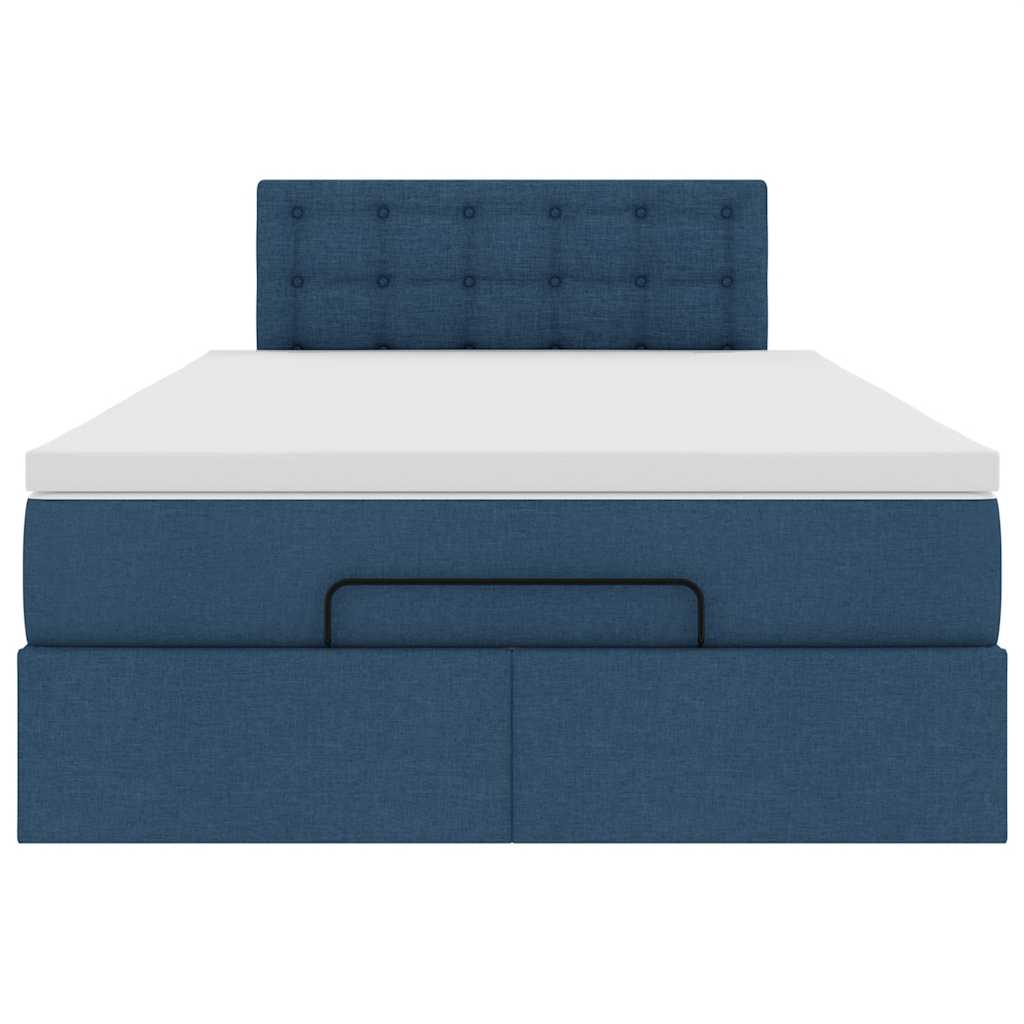 Ottomane Bett mit Matratze & LEDs Blau 120x190 cm Stoff