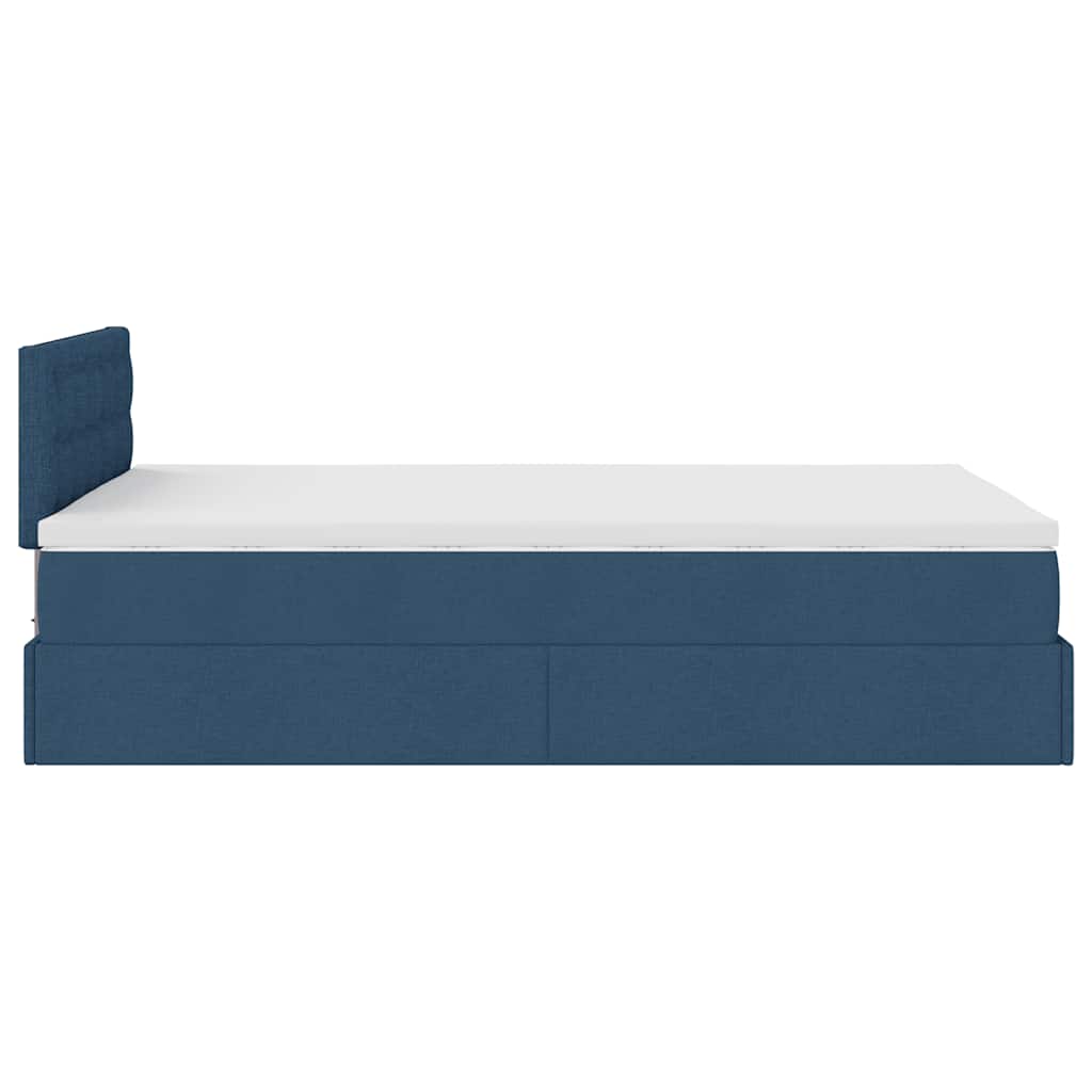 Ottomane Bett mit Matratze & LEDs Blau 120x190 cm Stoff