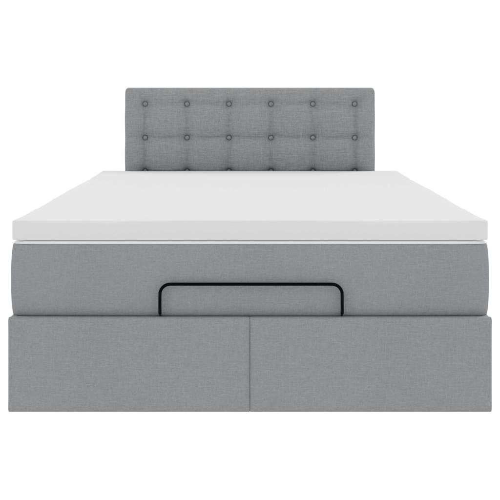 Lit ottoman avec matelas et LED tissu gris clair 120x200 cm