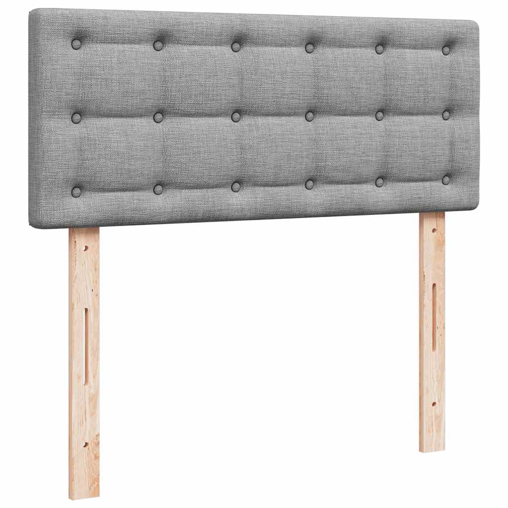 Lit ottoman avec matelas et LED tissu gris clair 120x200 cm