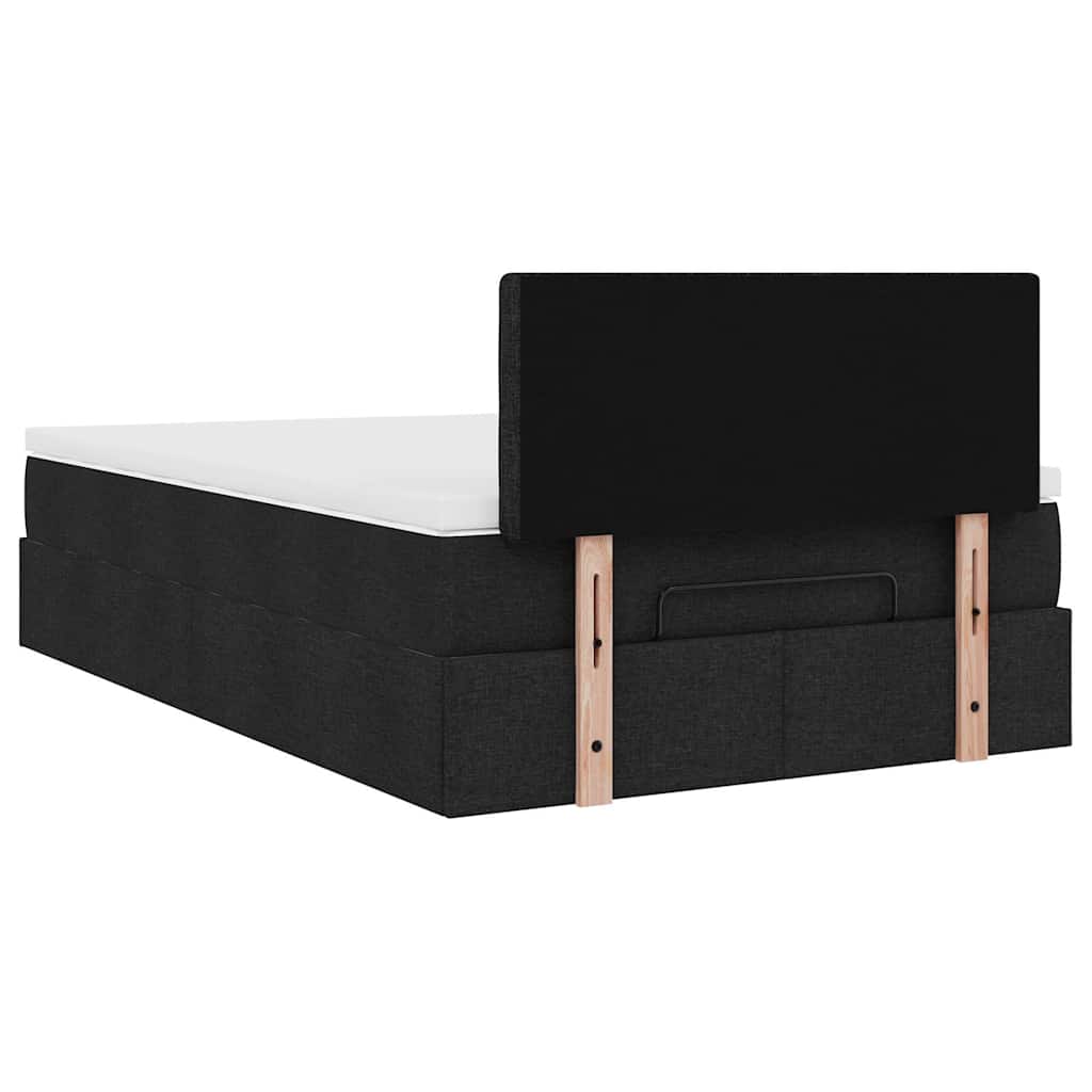 Ottoman-Bett mit Matratze & LEDs Schwarz 120x200 cm Stoff