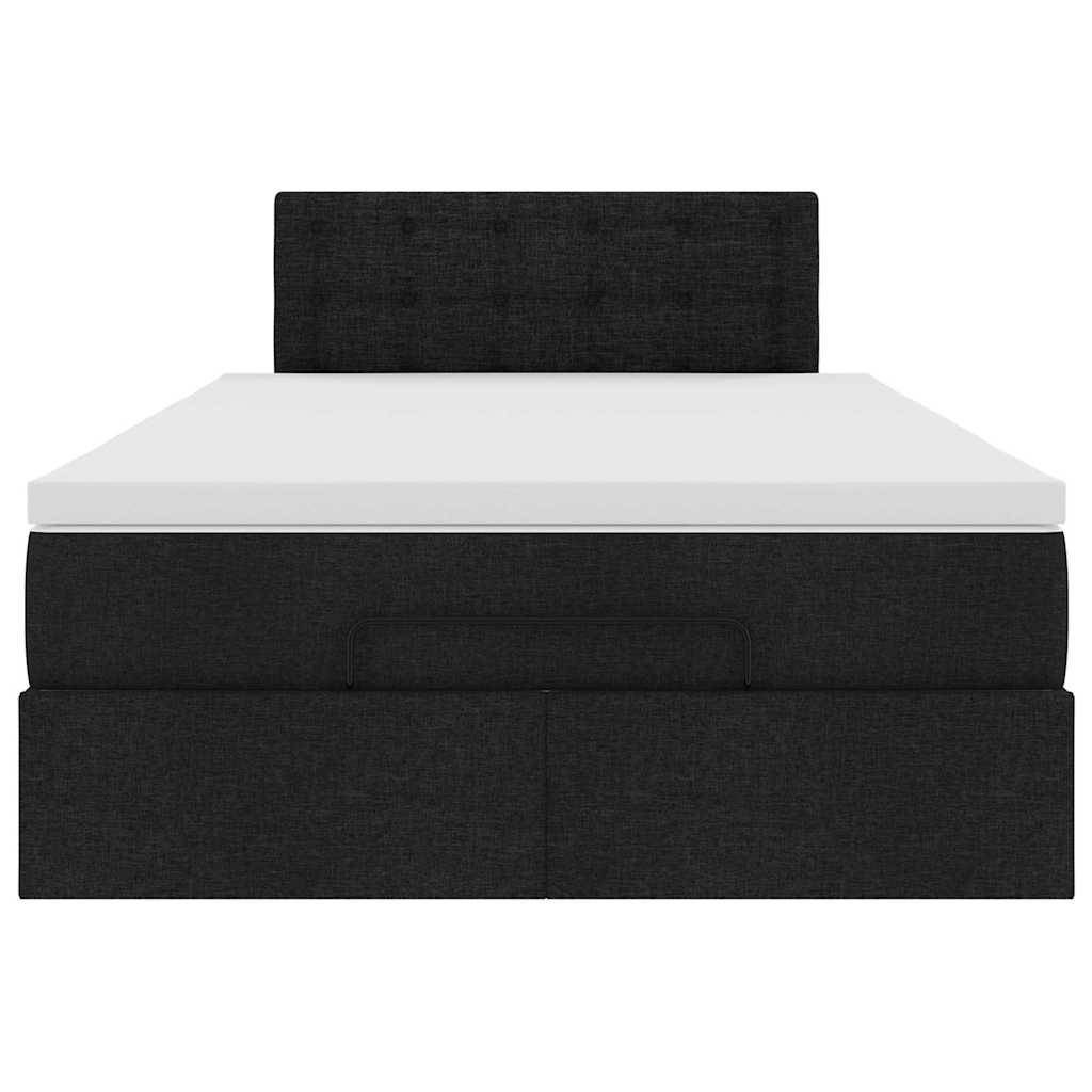 Lit ottoman avec matelas et LED Tissu noir 120x200 cm