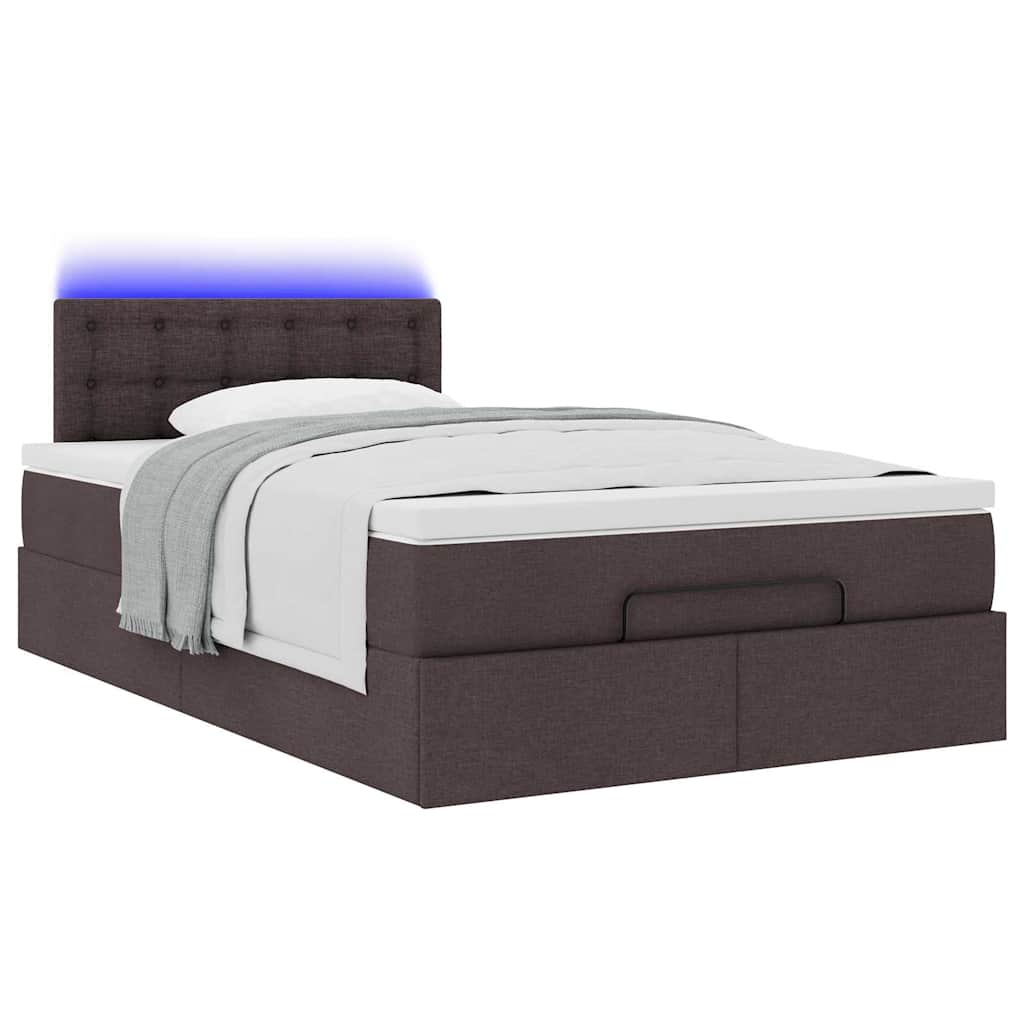 Ottoman-Bett mit Matratze & LEDs Dunkelbraun 120x200 cm Stoff