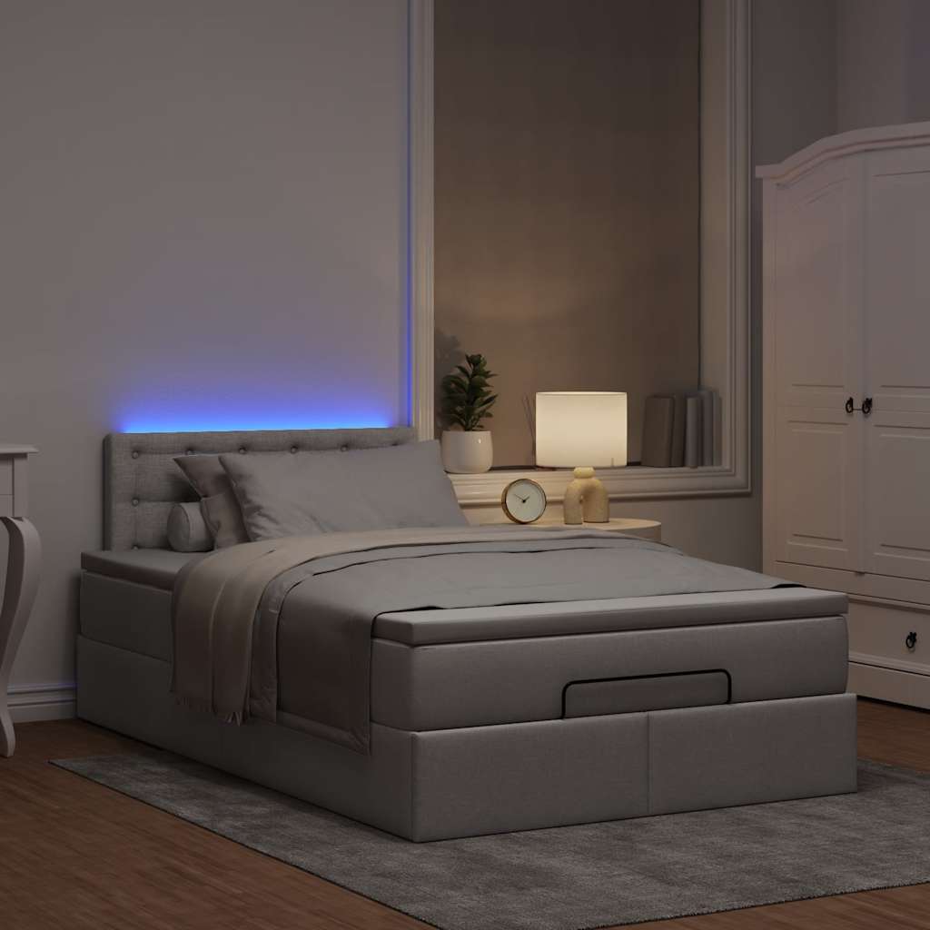 Ottoman-Bett mit Matratze & LEDs Taupe 120x200 cm Stoff