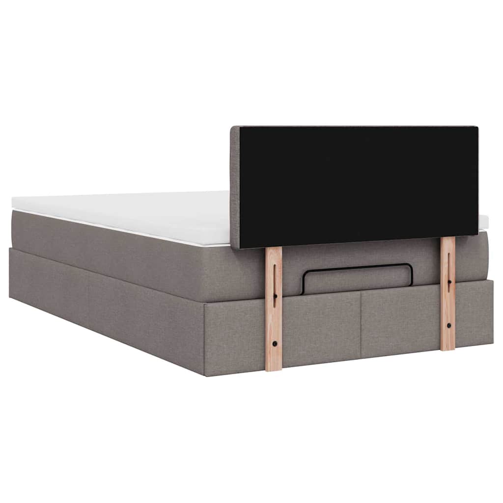 Ottoman-Bett mit Matratze & LEDs Taupe 120x200 cm Stoff