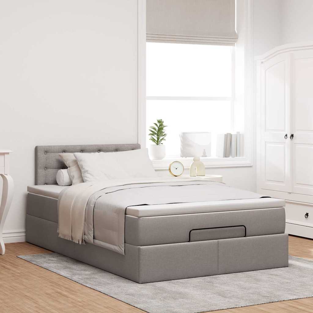 Ottoman-Bett mit Matratze & LEDs Taupe 120x200 cm Stoff