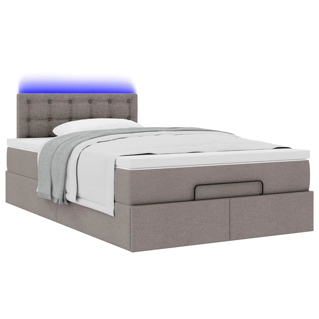 Ottoman-Bett mit Matratze & LEDs Taupe 120x200 cm Stoff