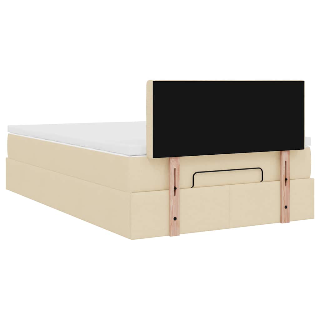 Ottoman-Bett mit Matratze & LEDs Creme 120x200 cm Stoff