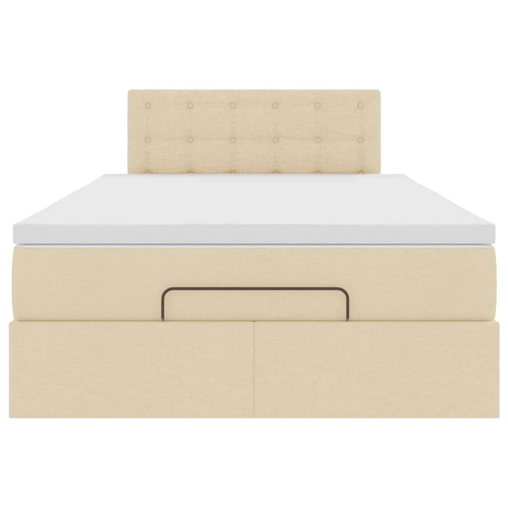 Ottoman-Bett mit Matratze & LEDs Creme 120x200 cm Stoff