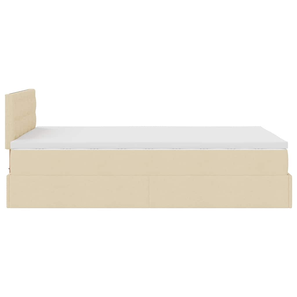 Ottoman-Bett mit Matratze & LEDs Creme 120x200 cm Stoff