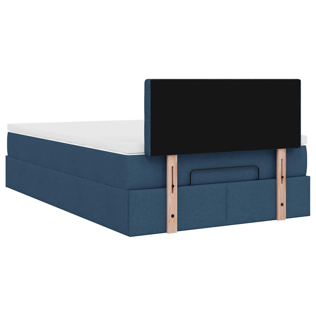 Ottomane Bett mit Matratze & LEDs Blau 120x200 cm Stoff