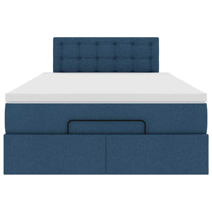Ottomane Bett mit Matratze & LEDs Blau 120x200 cm Stoff