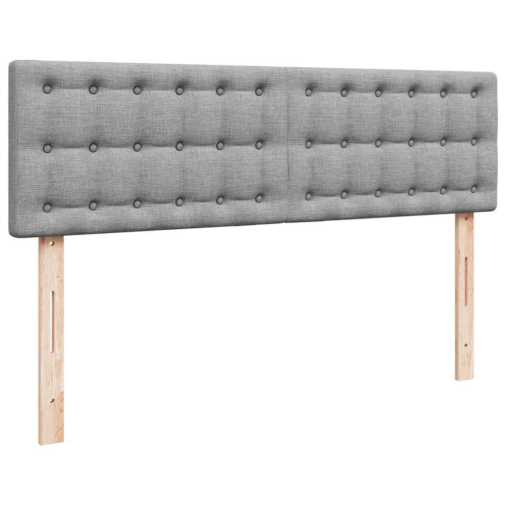 Ottomane Bett mit Matratze & LEDs Hellgrau 140x190 cm Stoff