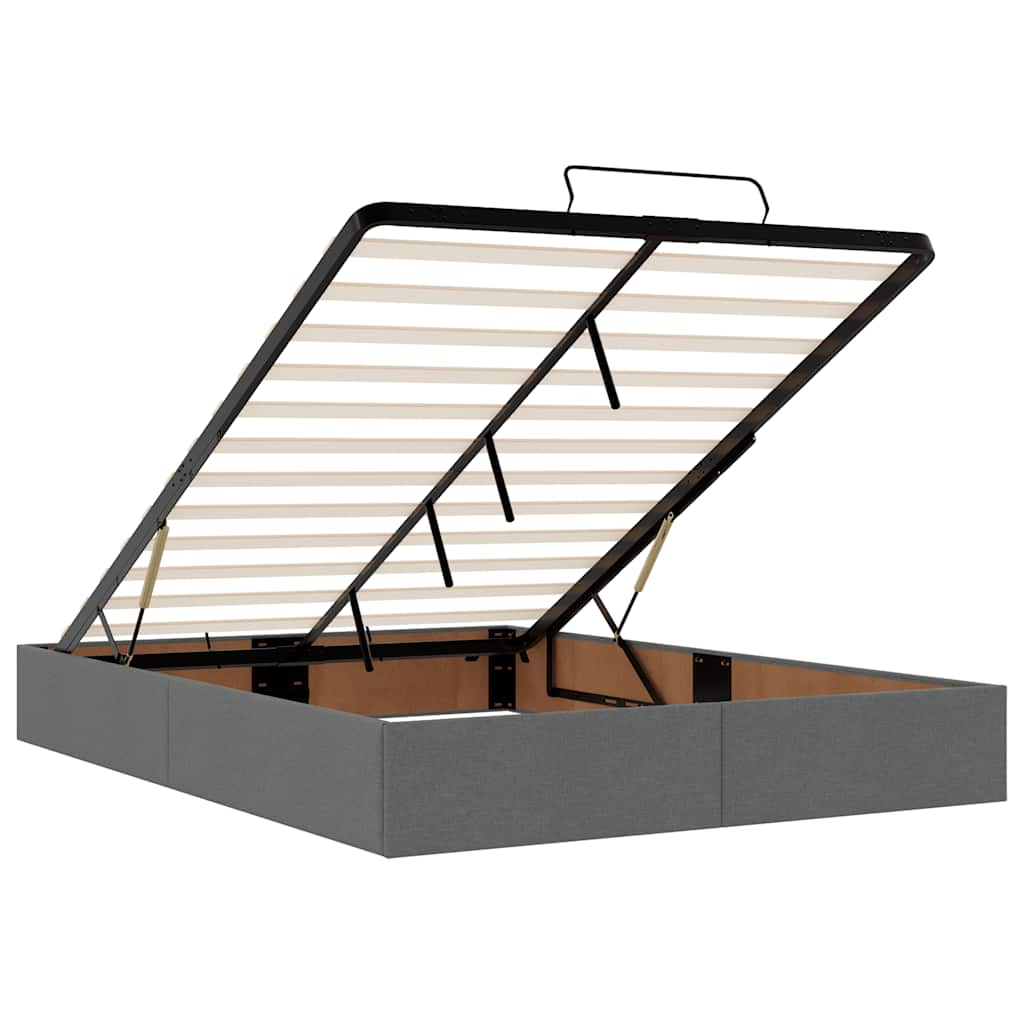 Ottomane Bett mit Matratze & LEDs Dunkelgrau 140x190 cm Stoff