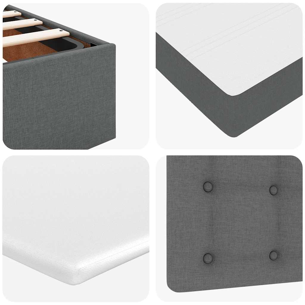 Ottomane Bett mit Matratze & LEDs Dunkelgrau 140x190 cm Stoff