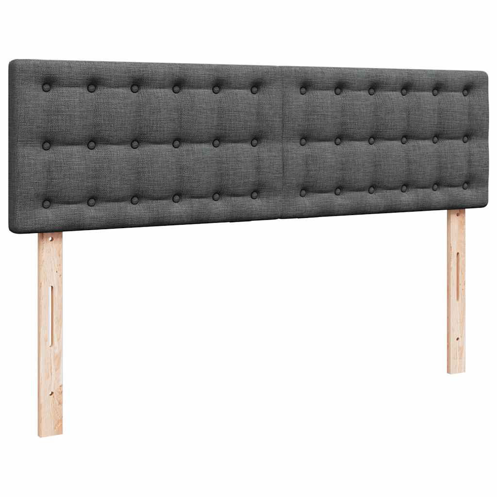 Ottomane Bett mit Matratze & LEDs Dunkelgrau 140x190 cm Stoff