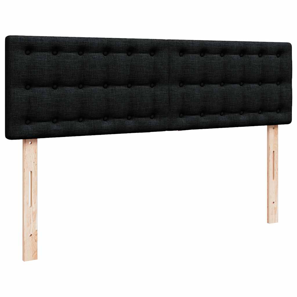 Ottomane Bett mit Matratze & LEDs Schwarz 140x190 cm Stoff