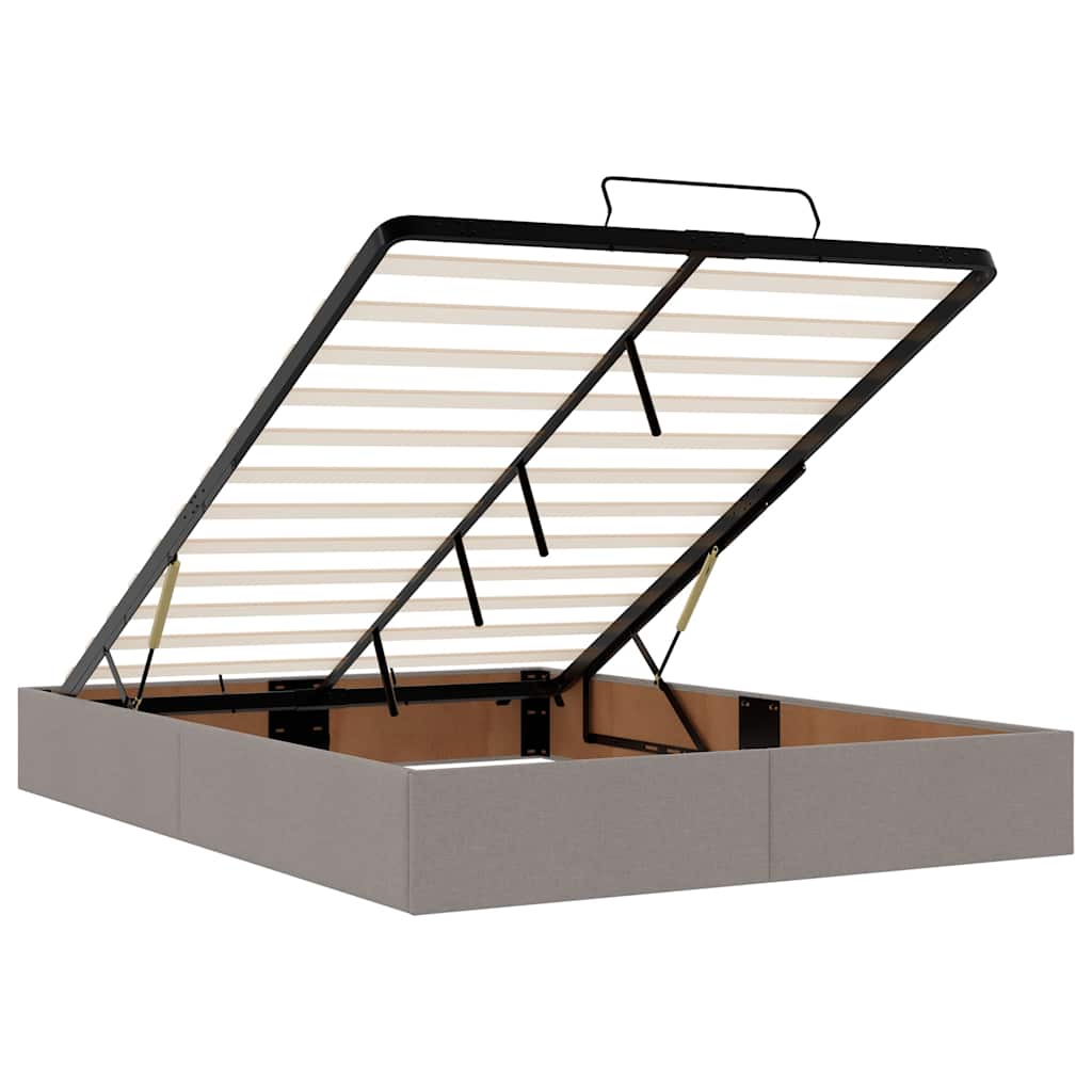Ottomanische Bett mit Matratze & LEDs Taupe 140x190 cm Stoff