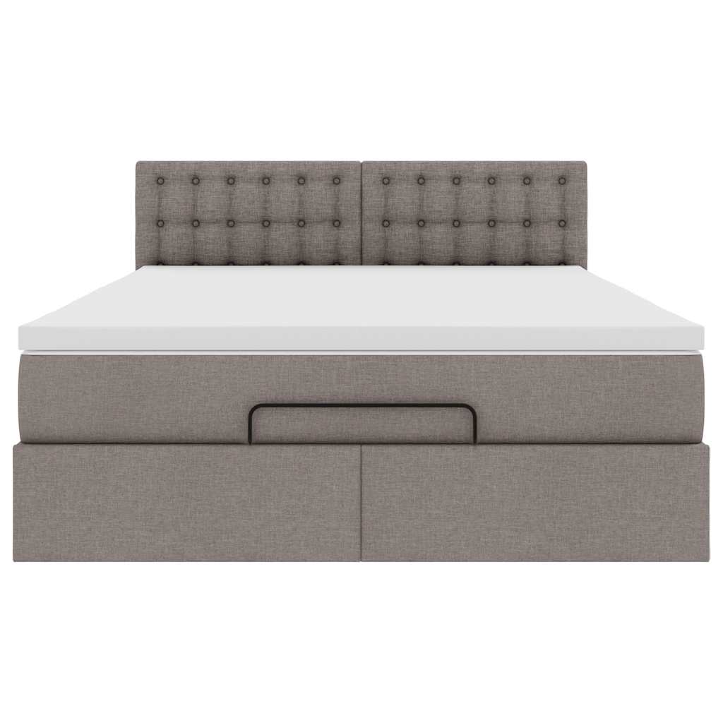 Ottomanische Bett mit Matratze & LEDs Taupe 140x190 cm Stoff