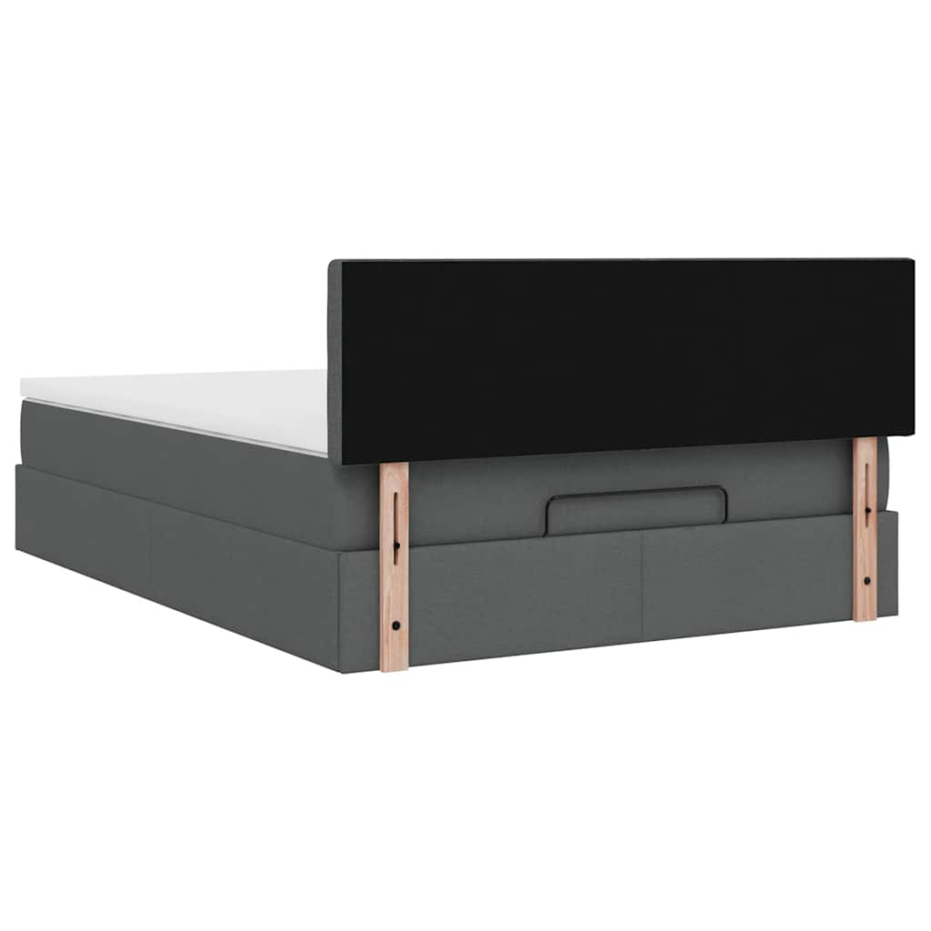 Ottomane Bett mit Matratze & LEDs Dunkelgrau 140x200 cm Stoff