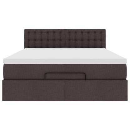 Ottoman-Bett mit Matratze & LEDs Dunkelbraun 140x200 cm Stoff