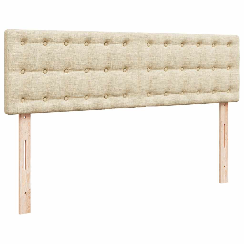 Ottomane Bett mit Matratze & LEDs Creme 140x200 cm Stoff
