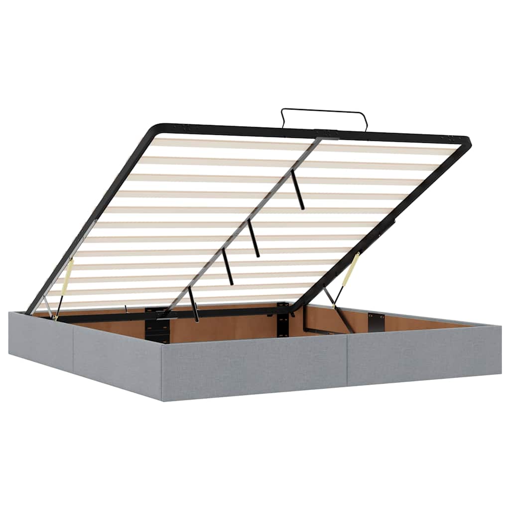 Ottoman-Bett mit Matratze & LEDs Hellgrau 160x200 cm Stoff