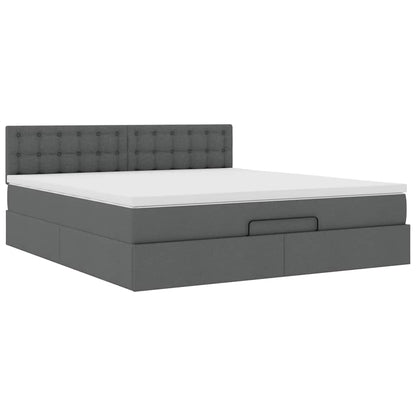 Ottoman-Bett mit Matratze & LEDs Dunkelgrau 160x200 cm Stoff