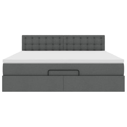 Ottoman-Bett mit Matratze & LEDs Dunkelgrau 160x200 cm Stoff