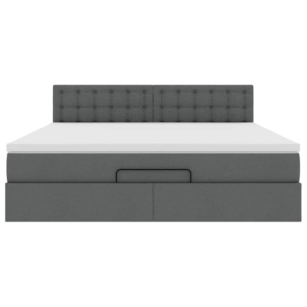 Ottoman-Bett mit Matratze & LEDs Dunkelgrau 160x200 cm Stoff