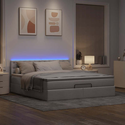 Ottoman-Bett mit Matratze & LEDs Taupe 160x200 cm Stoff