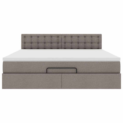 Ottoman-Bett mit Matratze & LEDs Taupe 160x200 cm Stoff