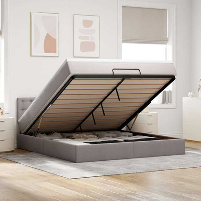 Ottoman-Bett mit Matratze & LEDs Taupe 160x200 cm Stoff