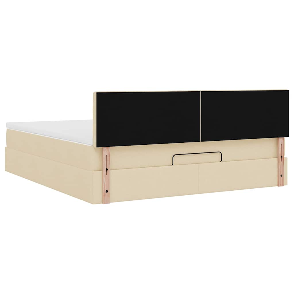 Ottoman-Bett mit Matratze & LEDs Creme 160x200 cm Stoff