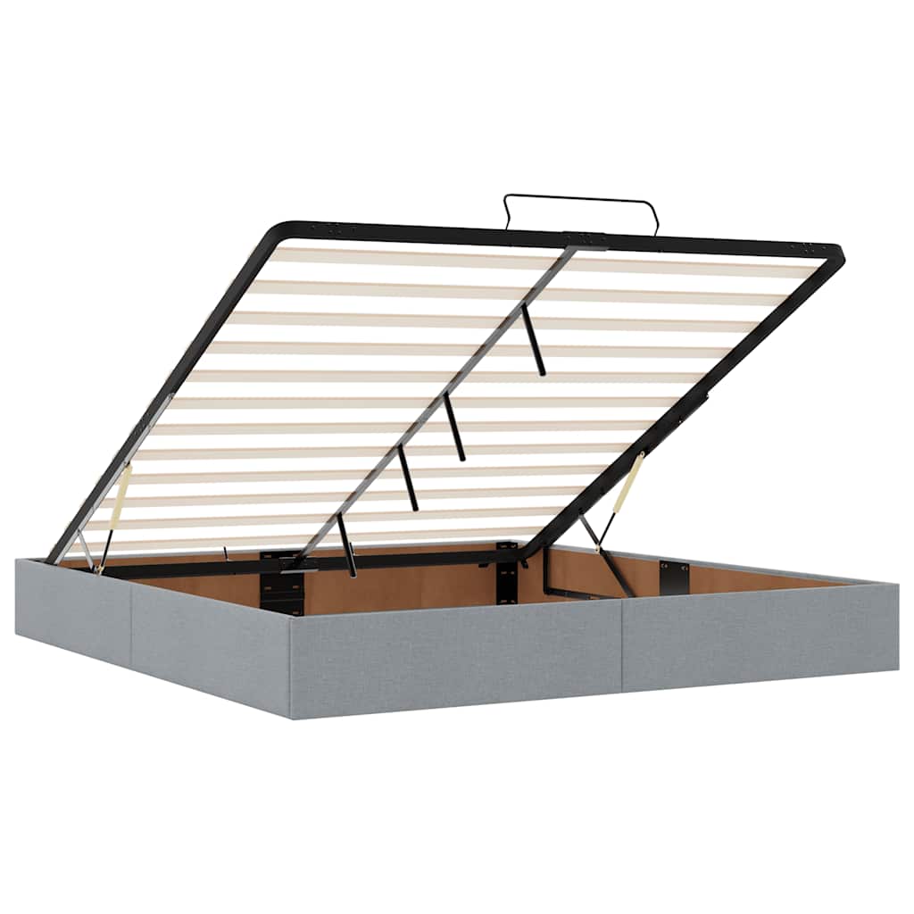 Ottomane Bett mit Matratze & LEDs Hellgrau 180x200 cm Stoff