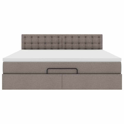 Ottomane Bett mit Matratze & LEDs Taupe 180x200 cm Stoff