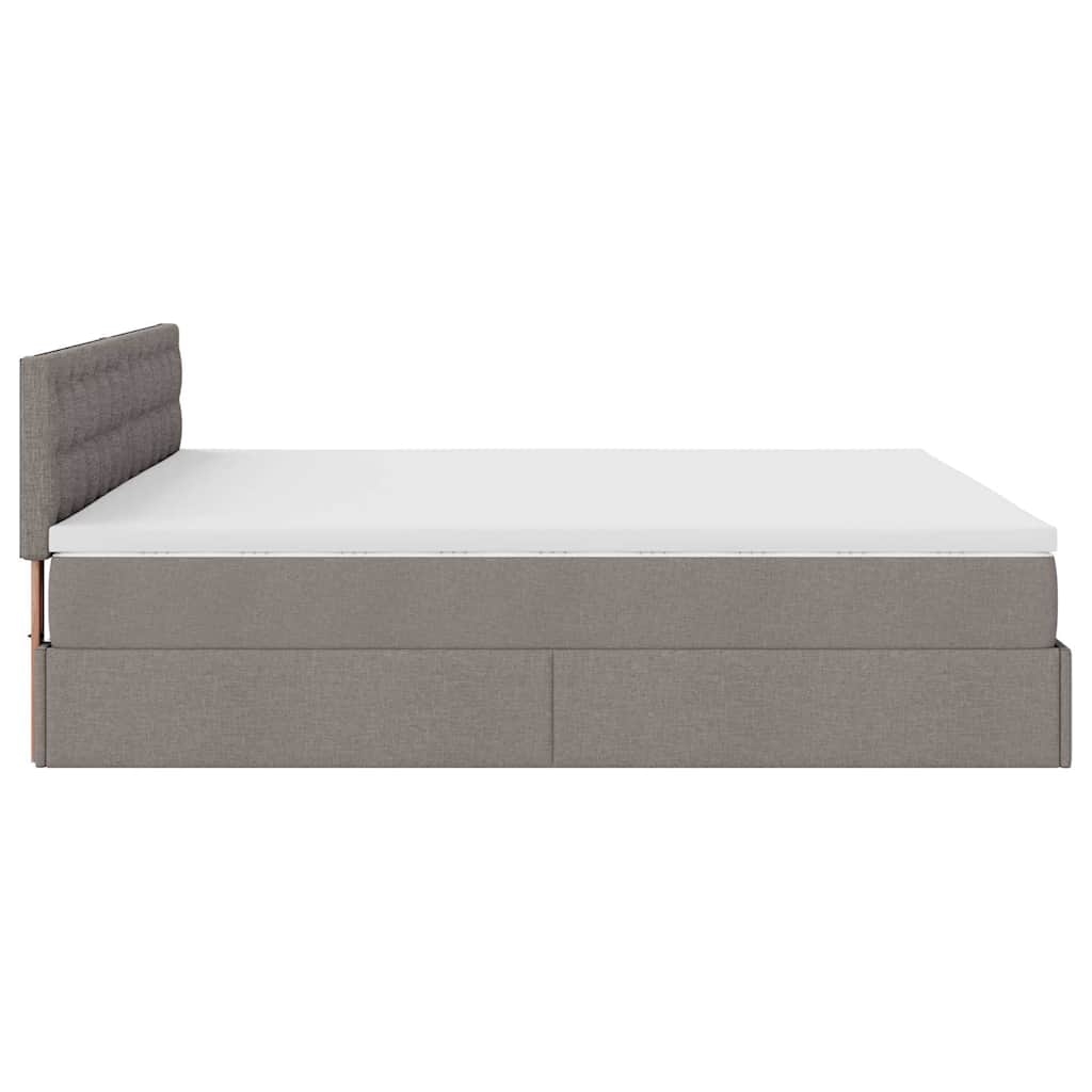 Ottomane Bett mit Matratze & LEDs Taupe 180x200 cm Stoff