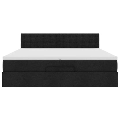 Ottoman-Bett mit Matratzen & LEDs Schwarz 200x200 cm Stoff