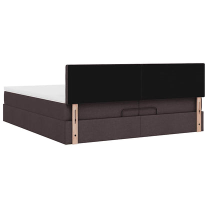 Ottoman-Bett mit Matratzen & LEDs Dunkelbraun 200x200 cm Stoff