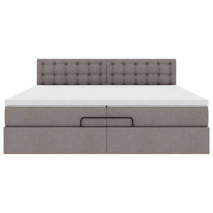 Ottoman-Bett mit Matratzen & LEDs Taupe 200x200 cm Stoff