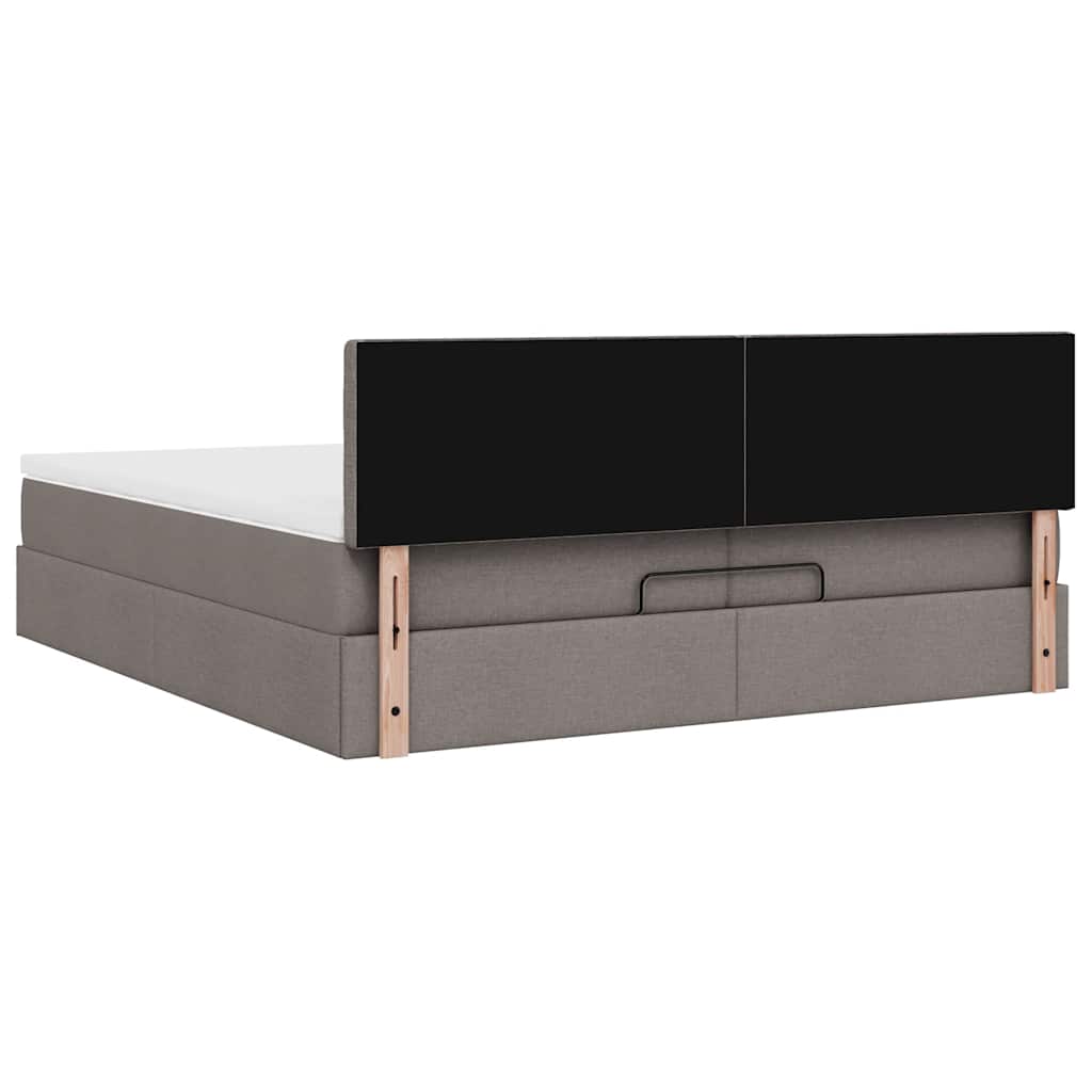 Ottoman-Bett mit Matratzen & LEDs Taupe 200x200 cm Stoff