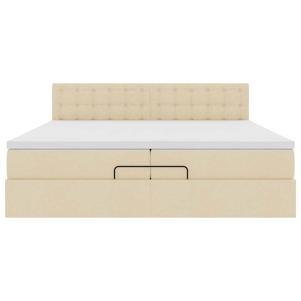 Ottoman-Bett mit Matratzen & LEDs Creme 200x200 cm Stoff