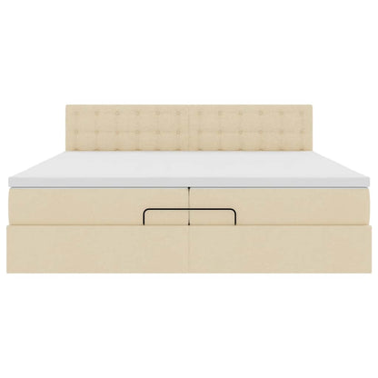 Ottoman-Bett mit Matratzen & LEDs Creme 200x200 cm Stoff