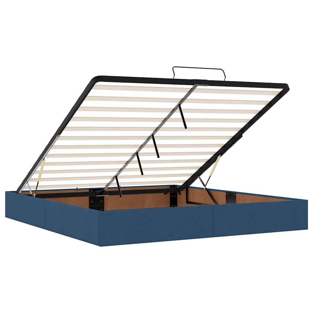 Ottoman-Bett mit Matratzen & LEDs Blau 200x200 cm Stoff