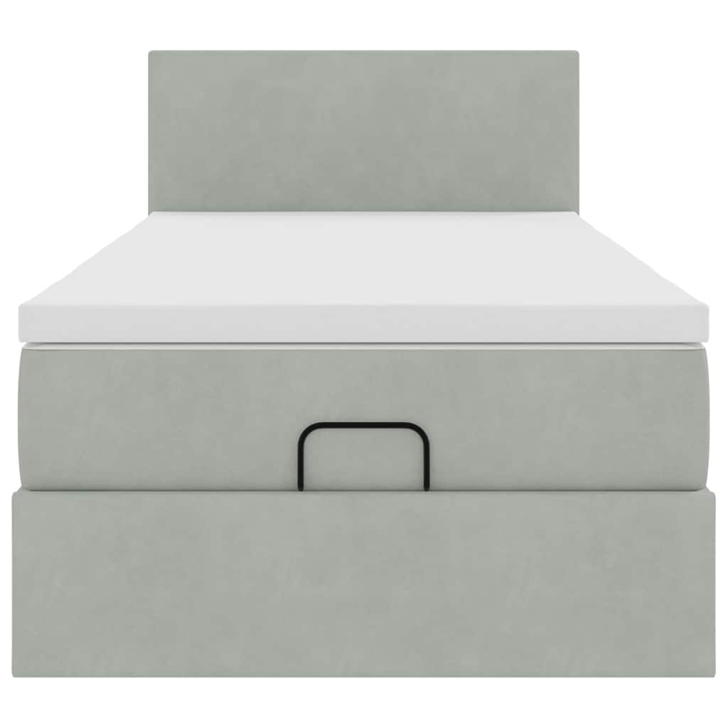 Ottoman-Bett mit Matratze & LEDs Hellgrau 80x200 cm Samt